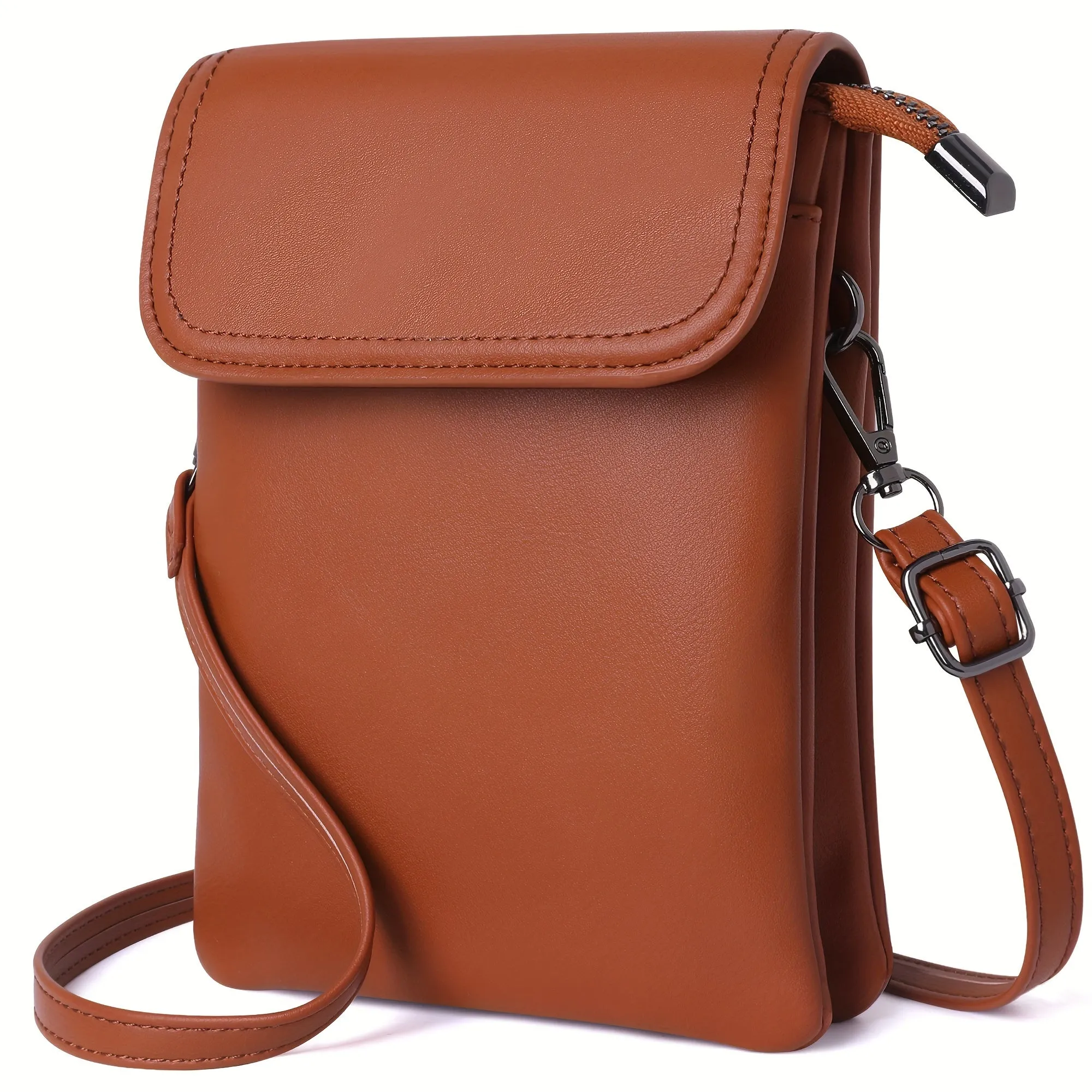 Compact Small Crossbody Phone Bag - Magnetic Closure, Adjustable PU Leather Purse with Shoulder Strap, Polyester Lining, and Casual Style for Women