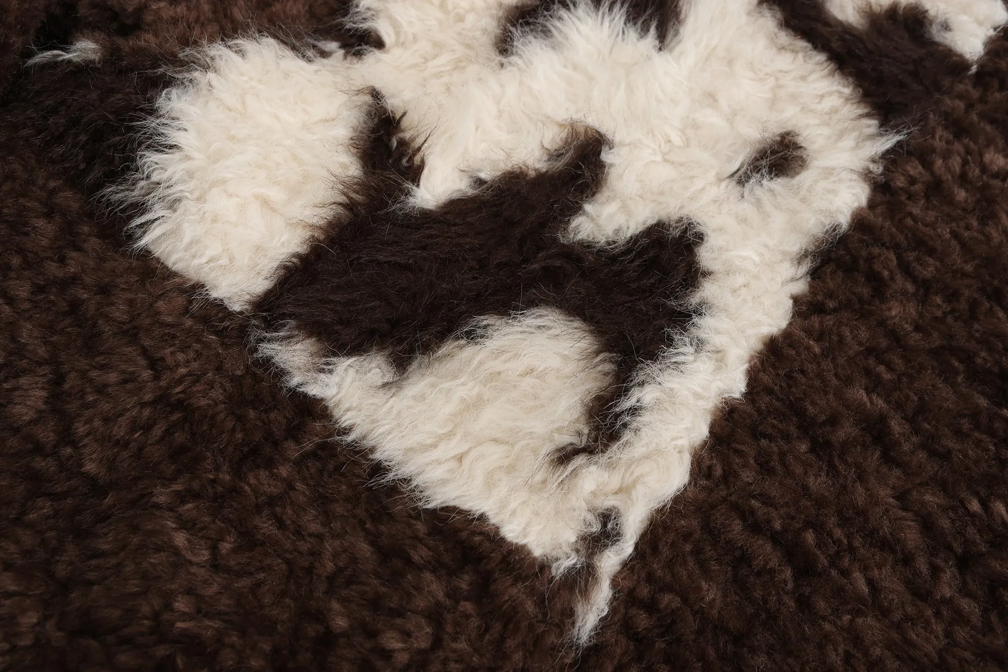 Cow Print Teddy Shearling Duffle Coat - Brown