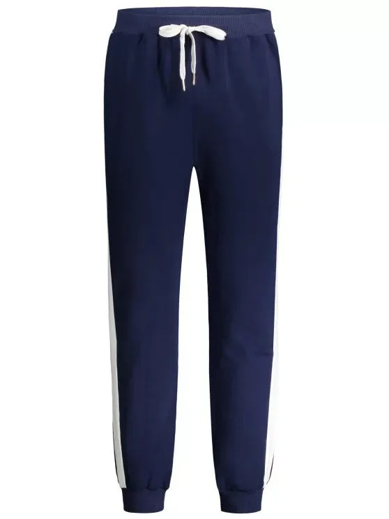 Cute Drawstring Waist Two Tone Jogger Pants