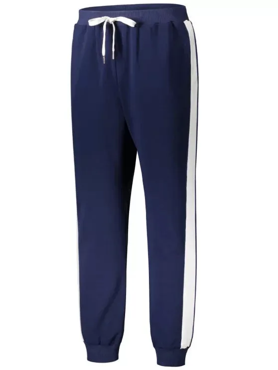 Cute Drawstring Waist Two Tone Jogger Pants