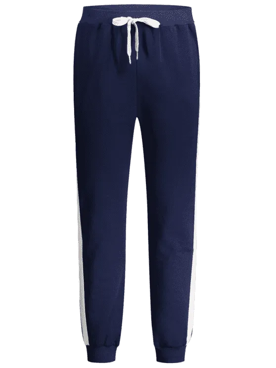 Cute Drawstring Waist Two Tone Jogger Pants