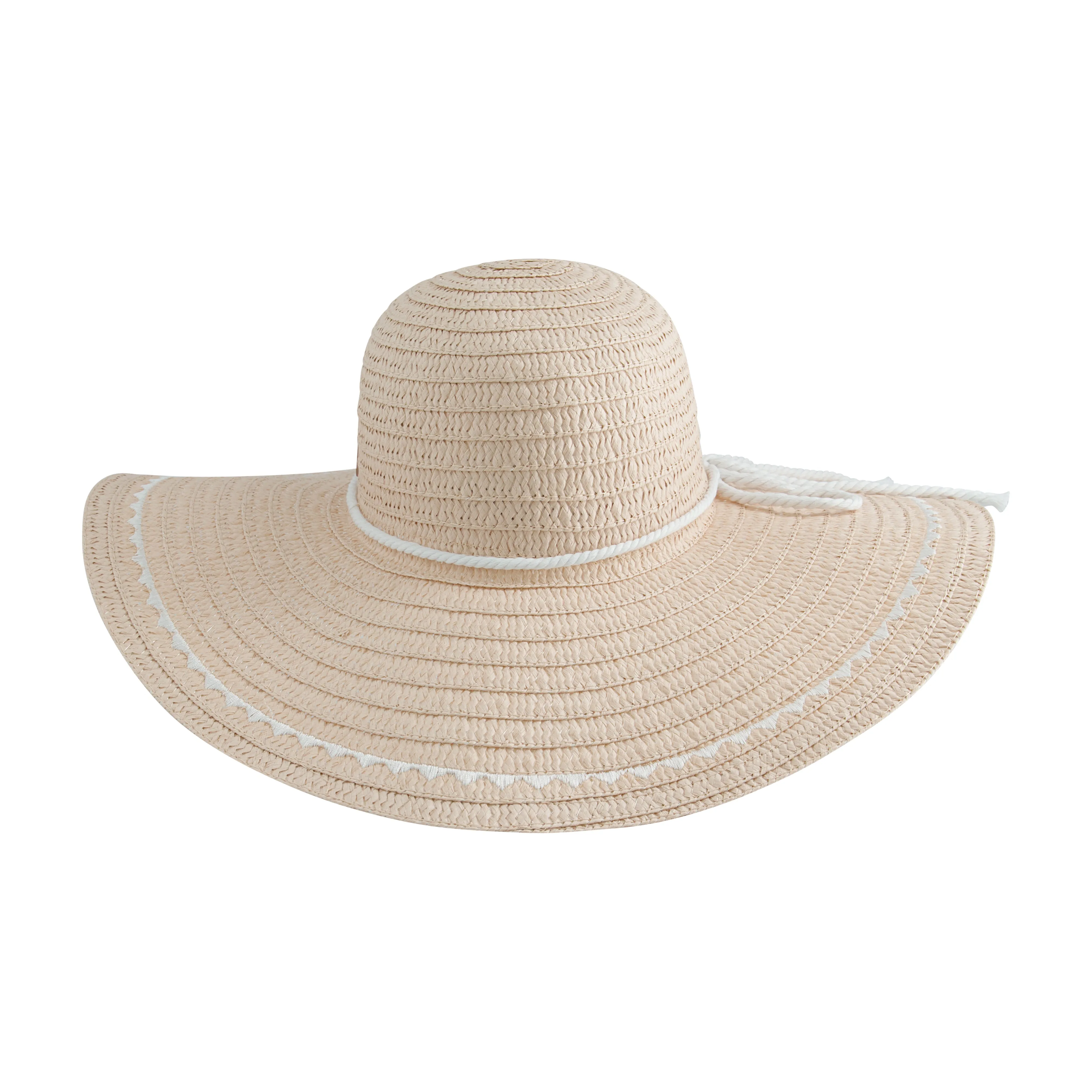 Daisy Fuentes Women's Floppy Beach Paper Braid Straw Sunhat with Embroidery