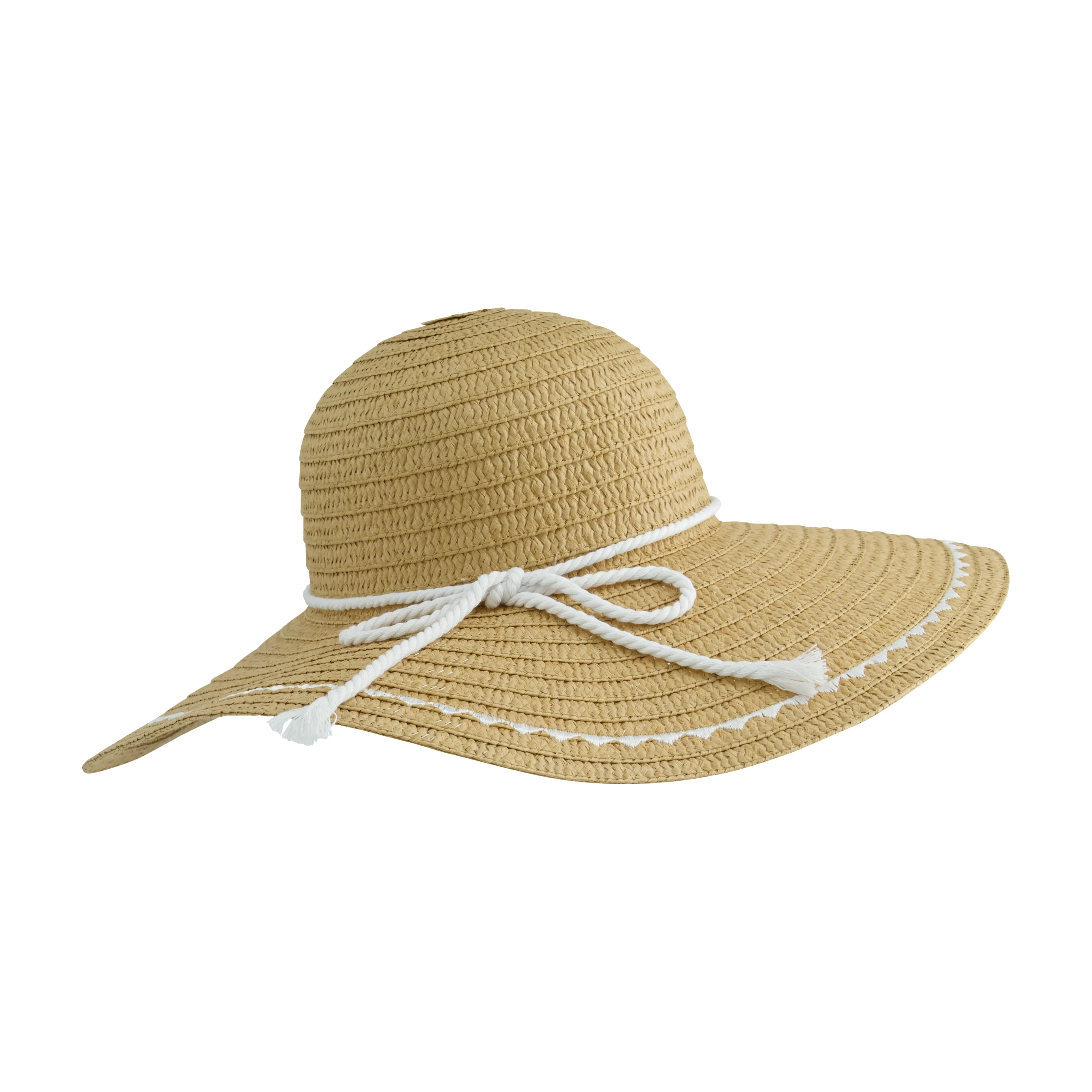 Daisy Fuentes Women's Floppy Beach Paper Braid Straw Sunhat with Embroidery