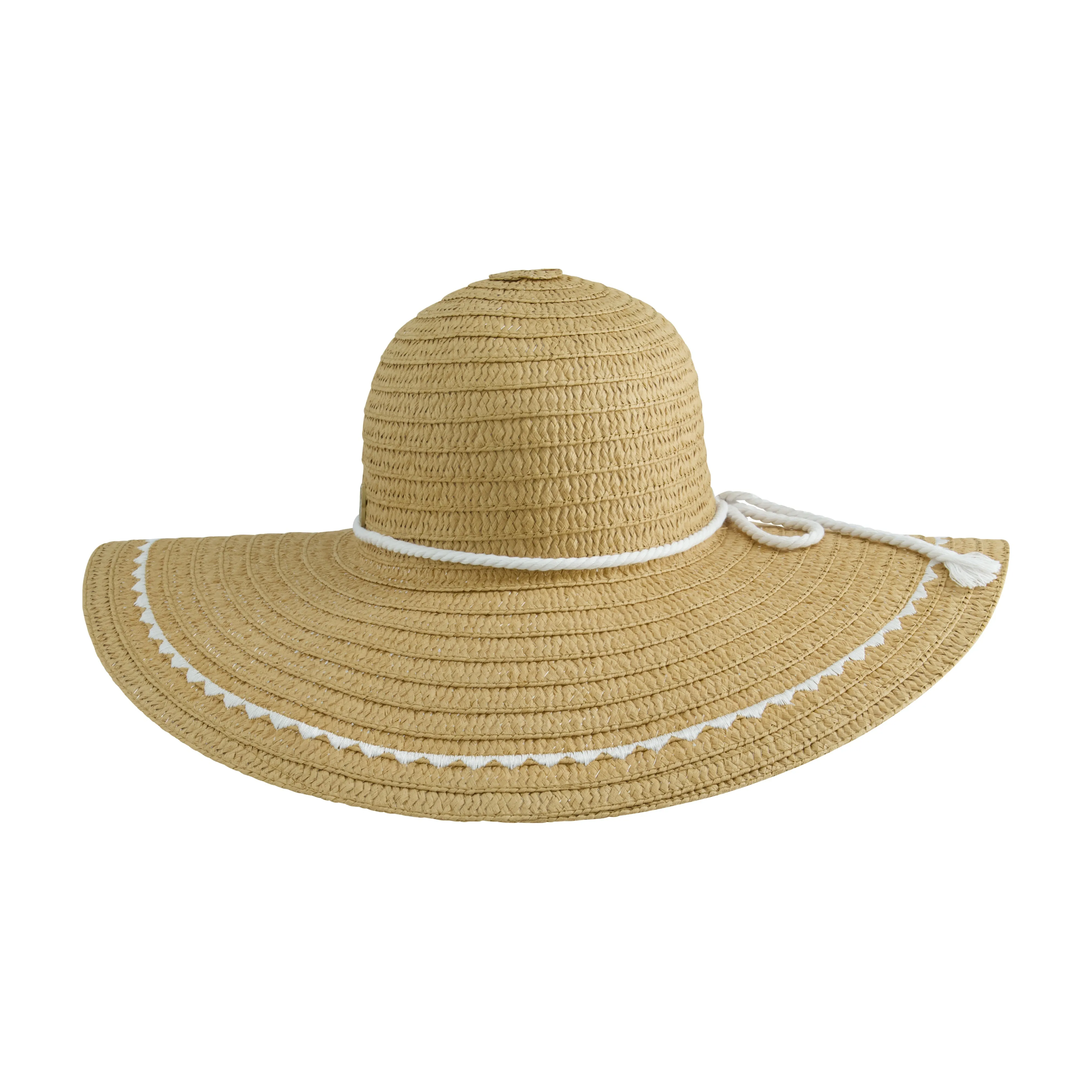 Daisy Fuentes Women's Floppy Beach Paper Braid Straw Sunhat with Embroidery