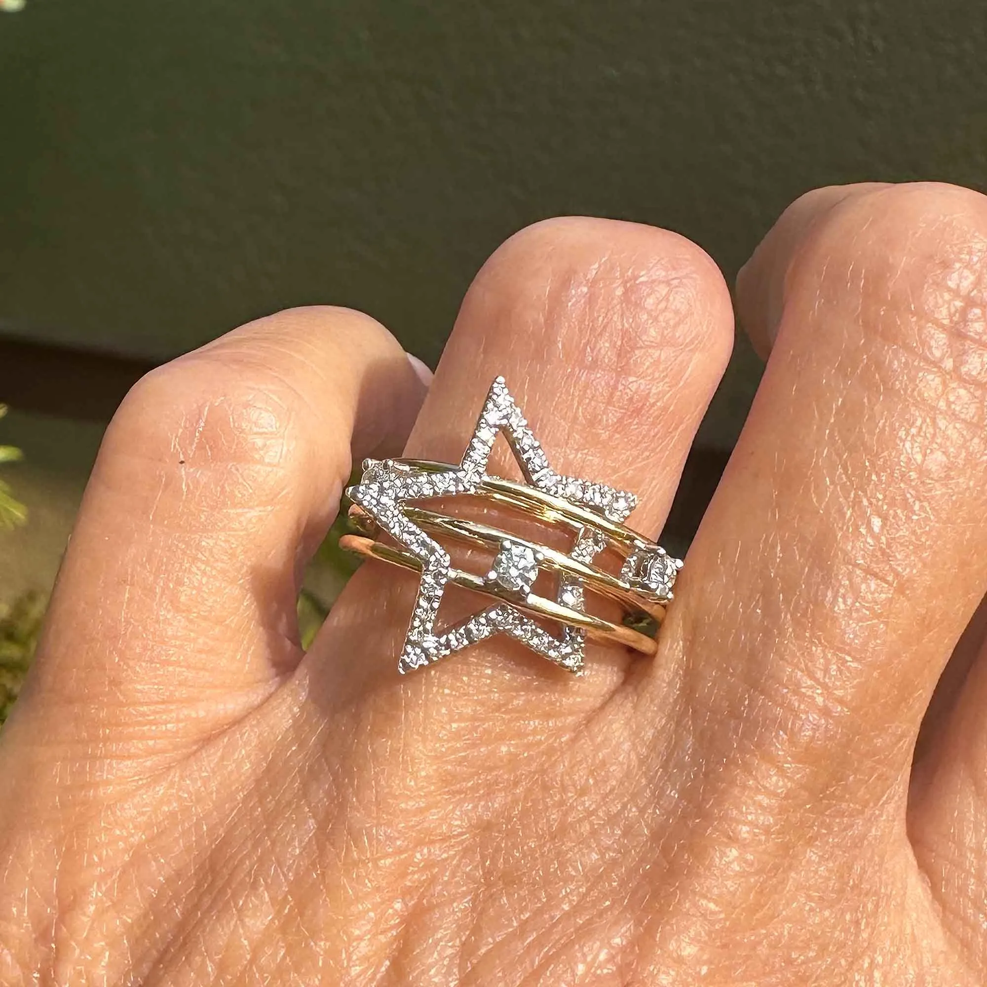 Designer Sonia B 14K Gold Diamond Star Ring