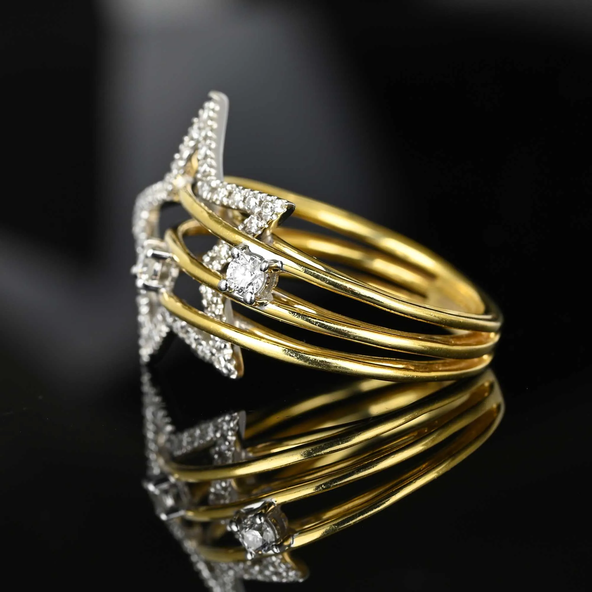 Designer Sonia B 14K Gold Diamond Star Ring