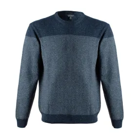 Discover Classic Style of these Blue 100% Cotton Tonal Herringbone Crewneck: Crafted with Excellence in Italy