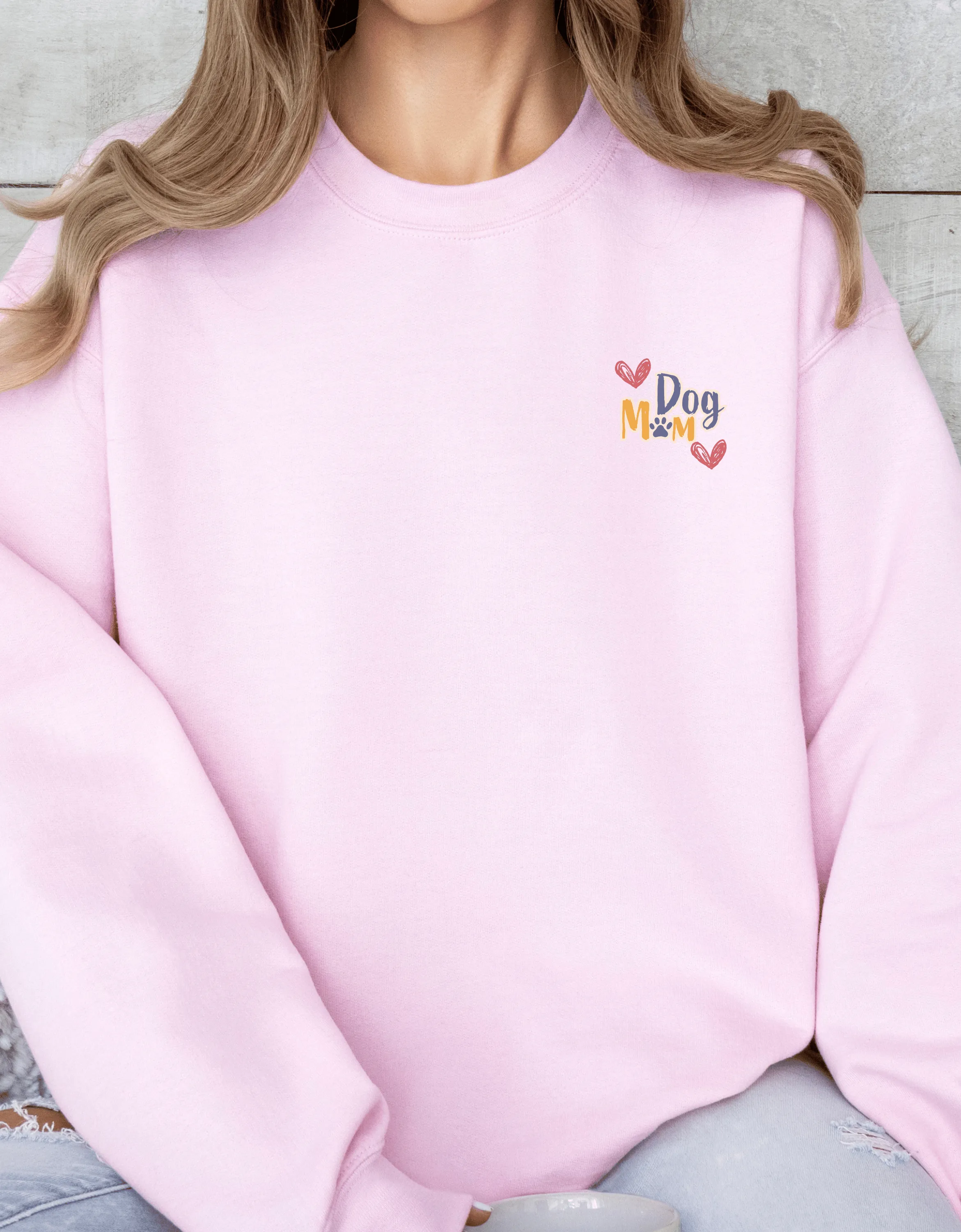 Dog Mom Crewneck Sweatshirt – College Style Dog Lover Gift for Her