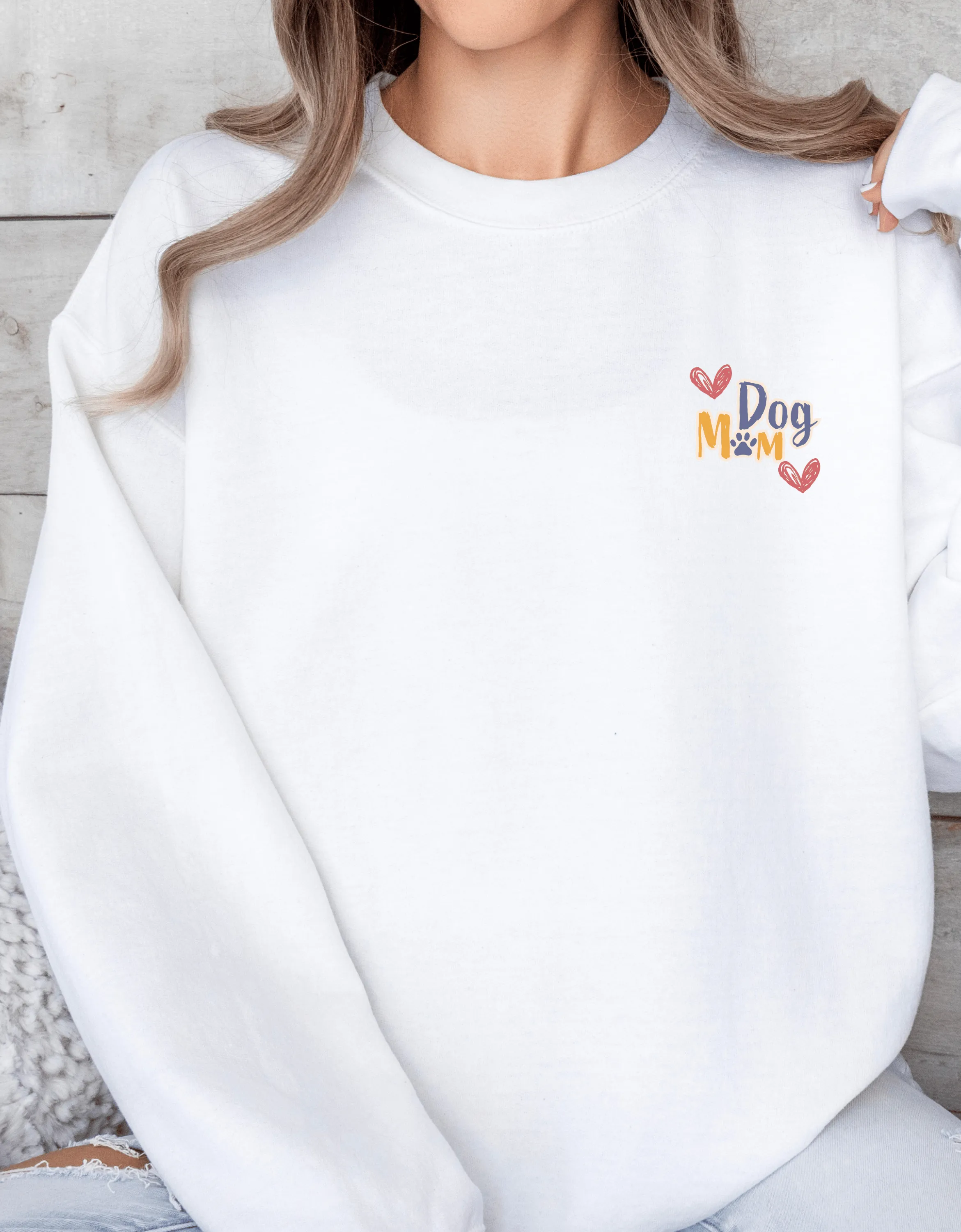 Dog Mom Crewneck Sweatshirt – College Style Dog Lover Gift for Her