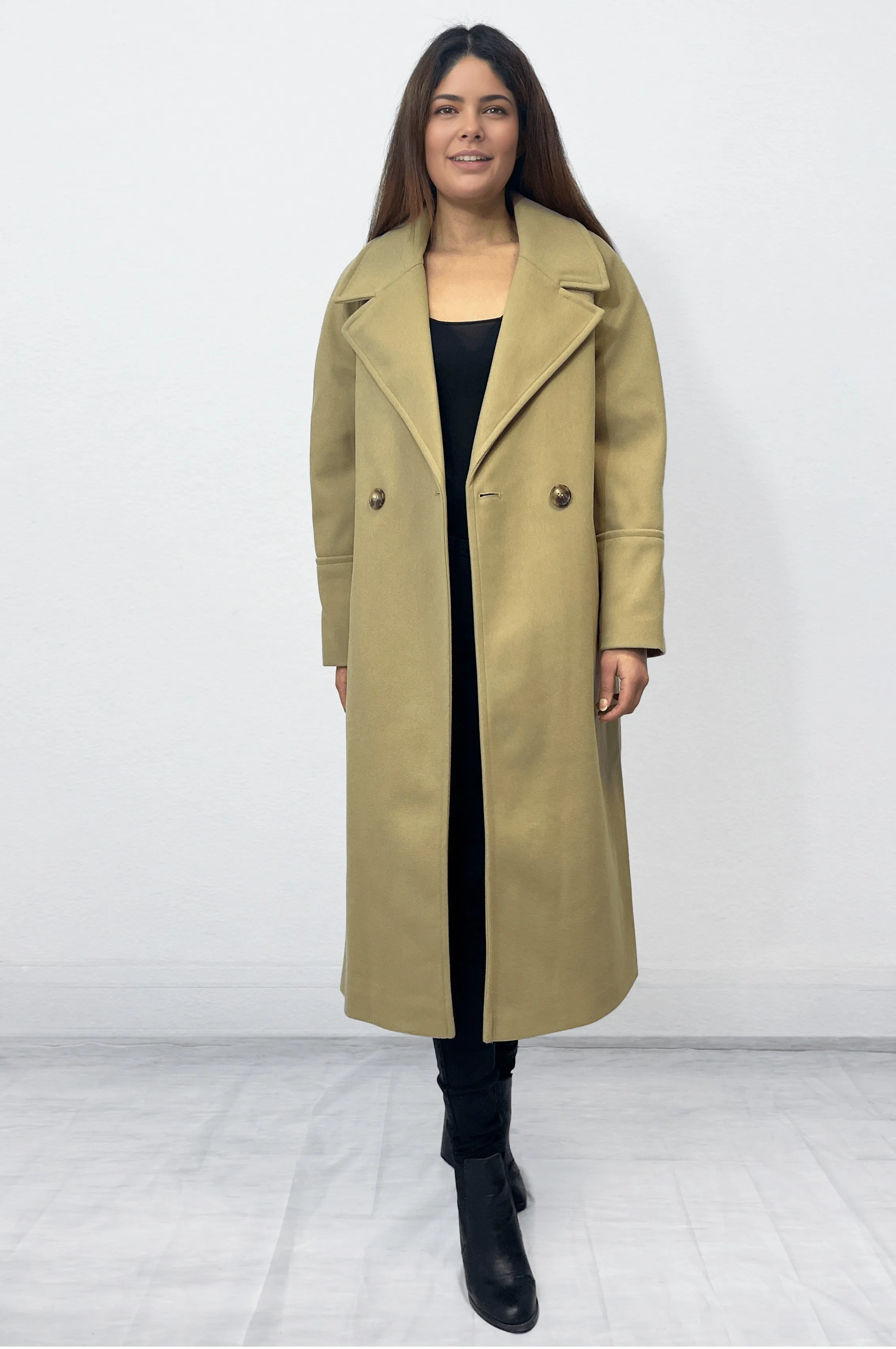 Double Breasted Relaxed Fit Coat Beige