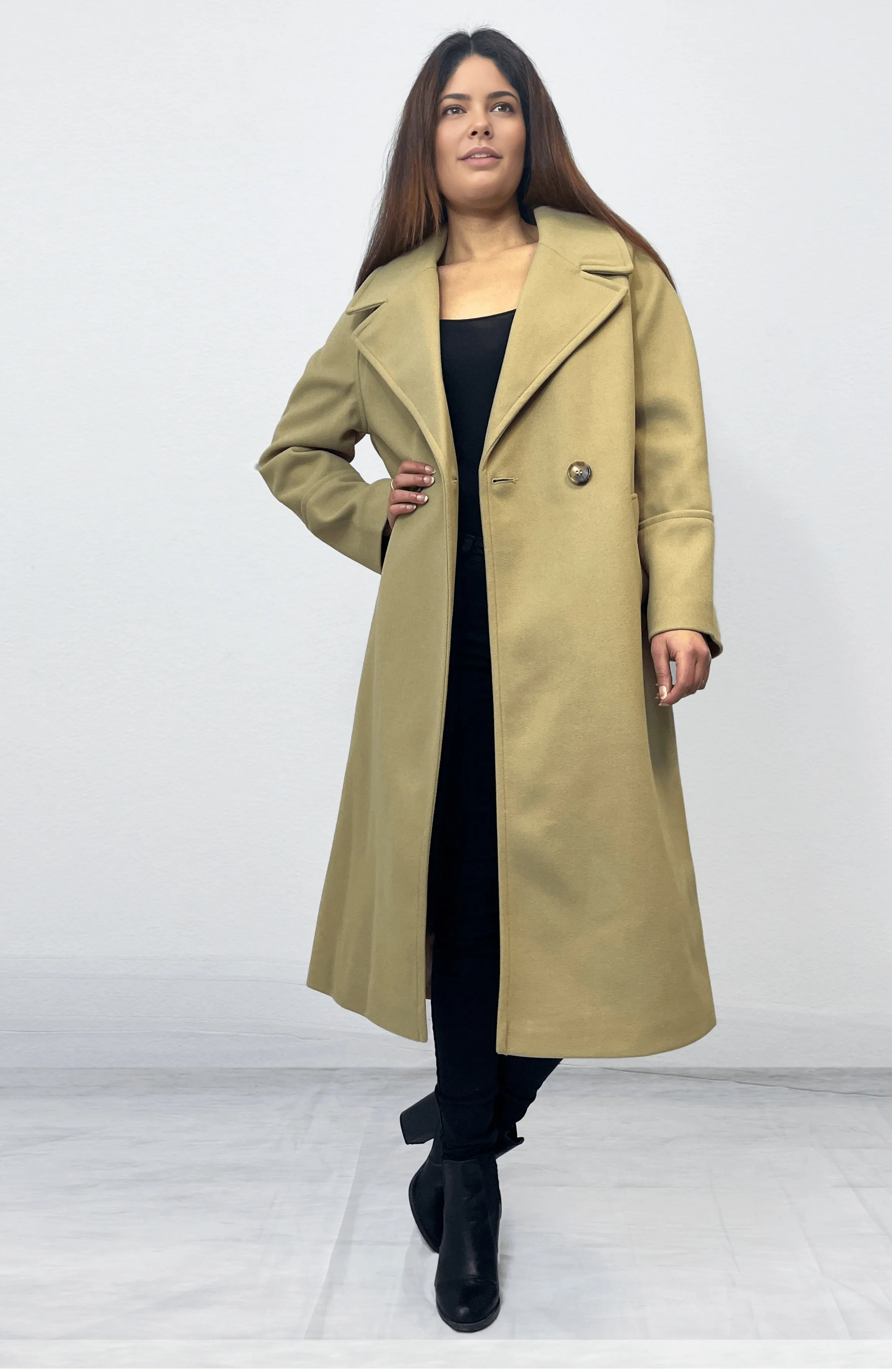 Double Breasted Relaxed Fit Coat Beige