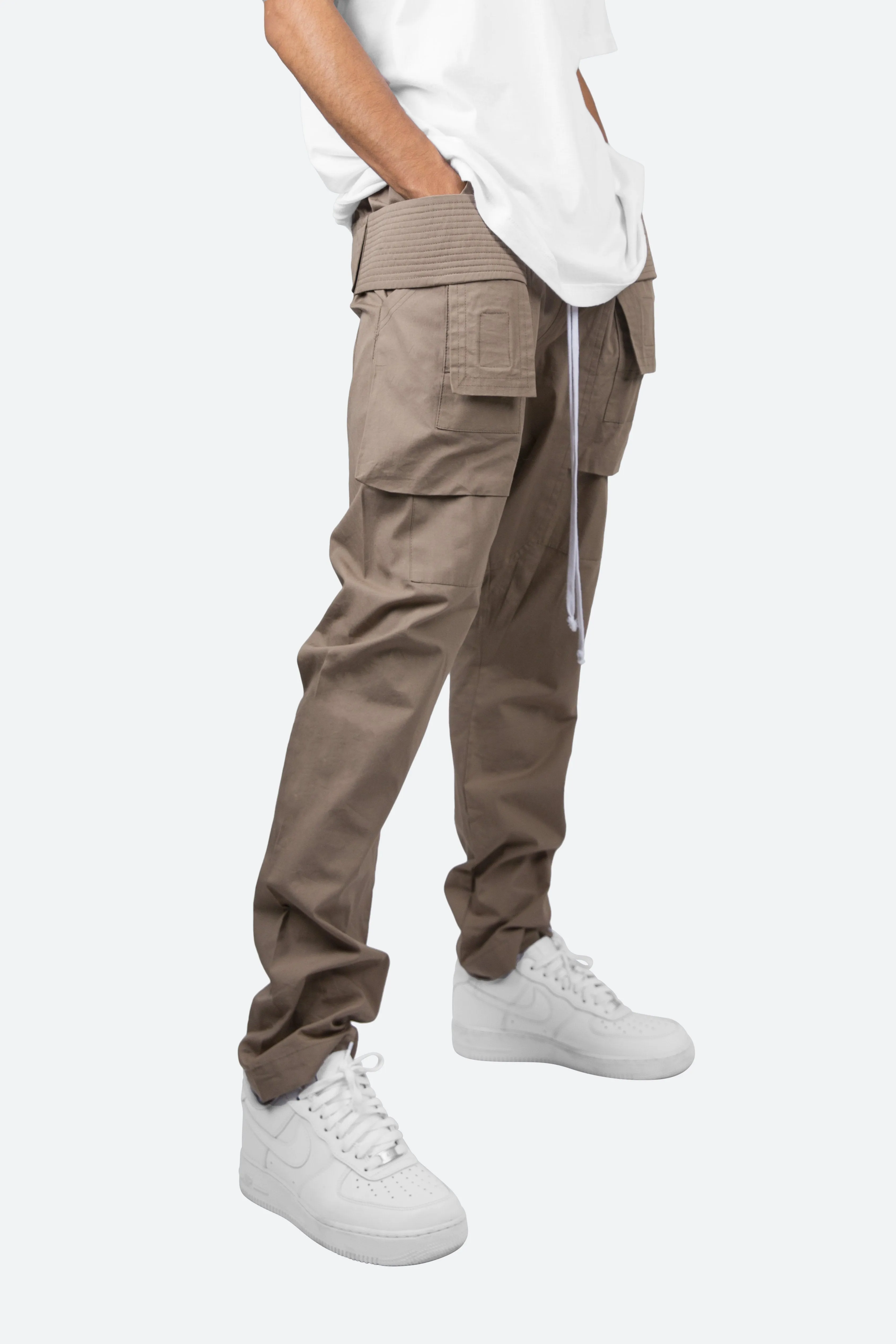 Drop Crotch Cargo Pants - Stone