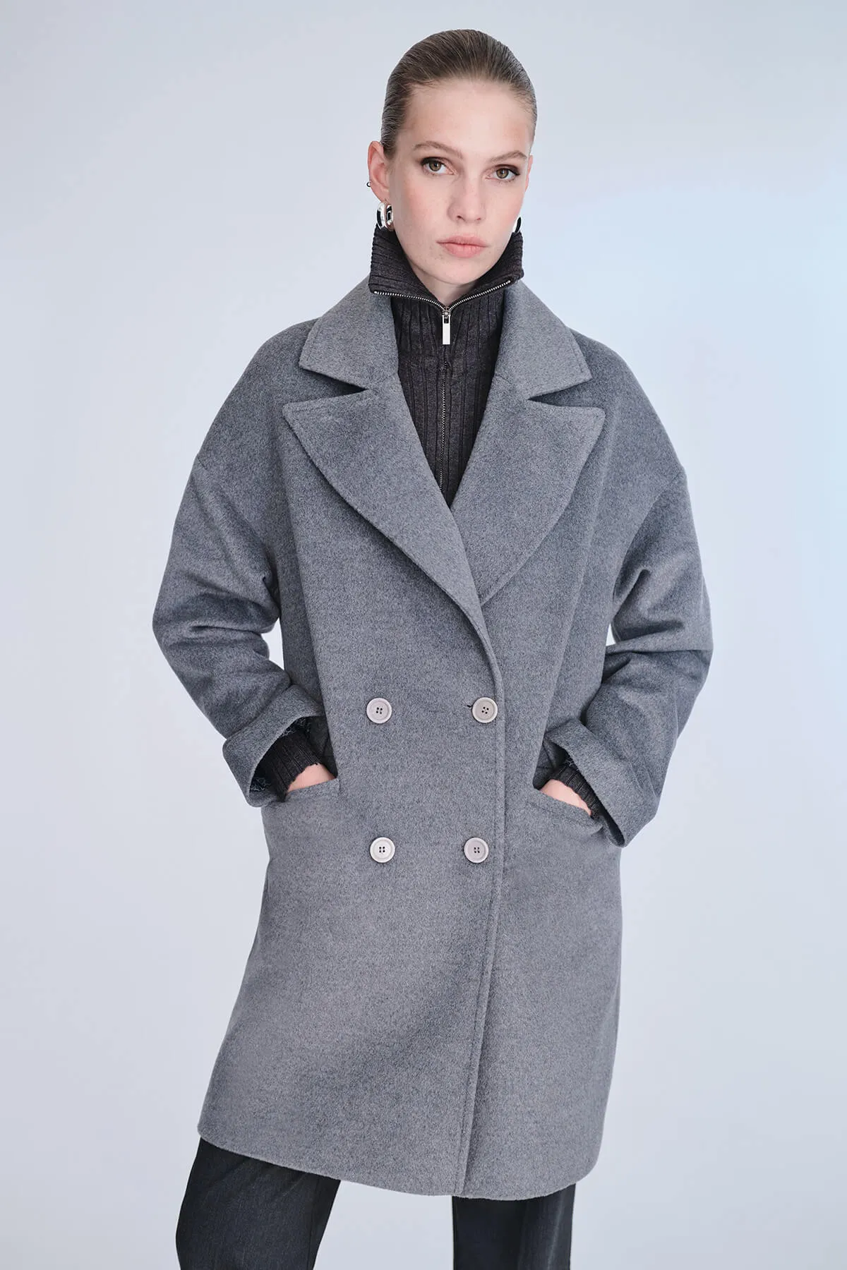 Dynamic Fit Cachet Alice Wool Blend Gray Coat