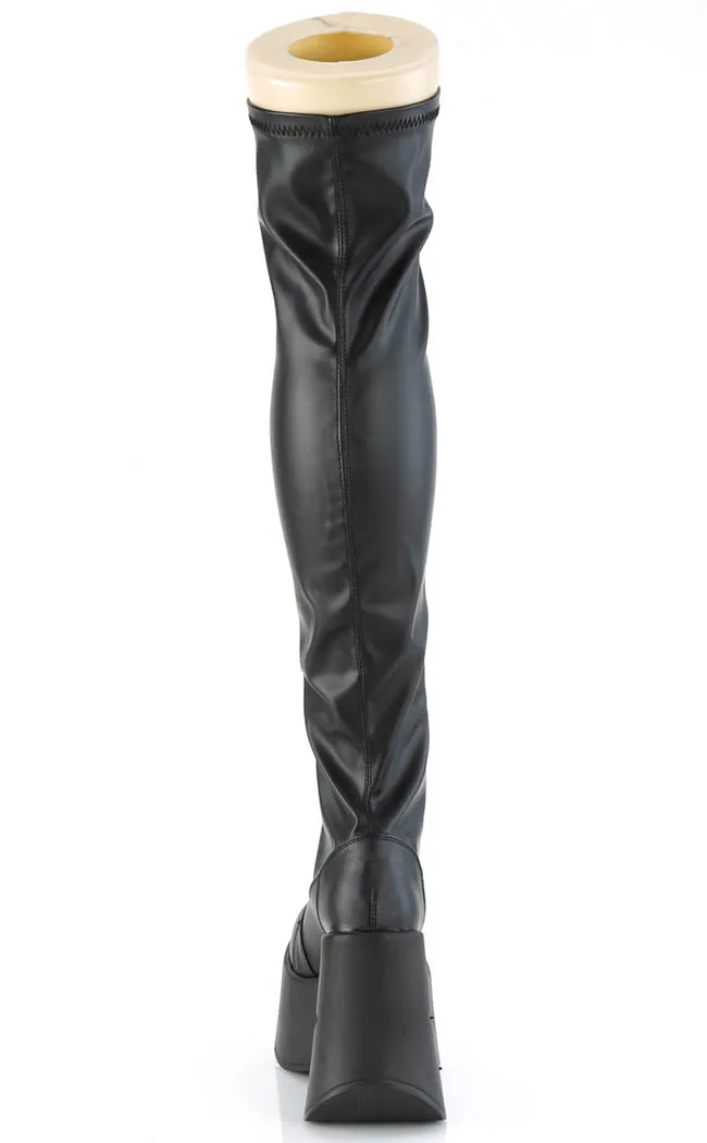 DYNAMITE-300 Black Matte Thigh High Boots