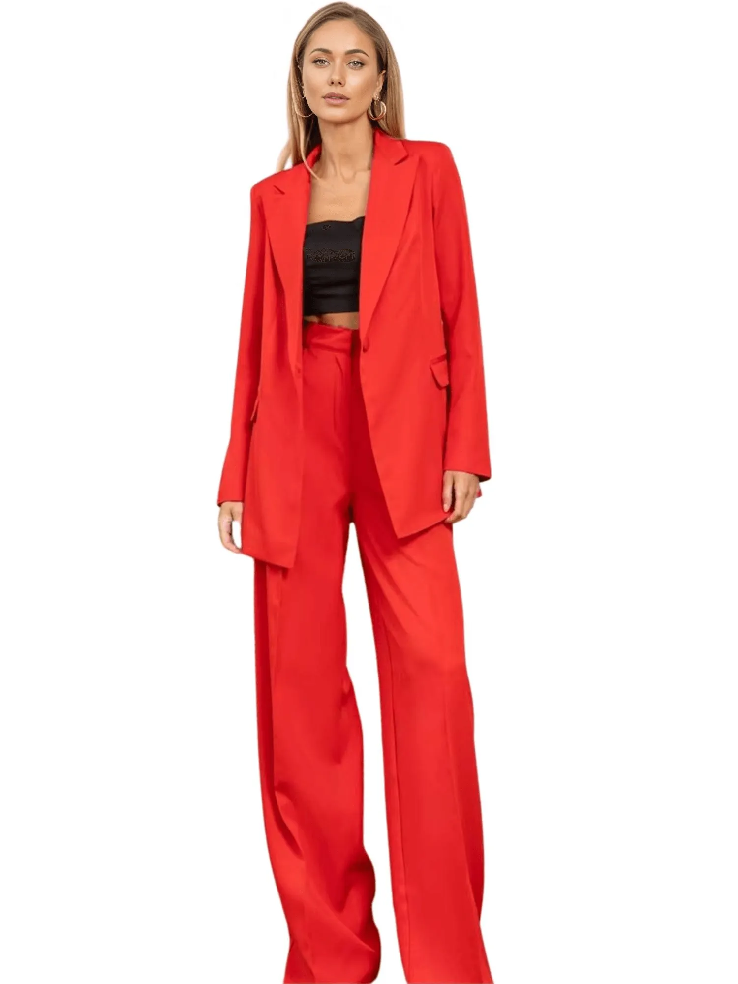 Elegant Red Office Suits for Women, Pant Suits for Formal Occasions, Suits for Wedding Guest, 2 PCs