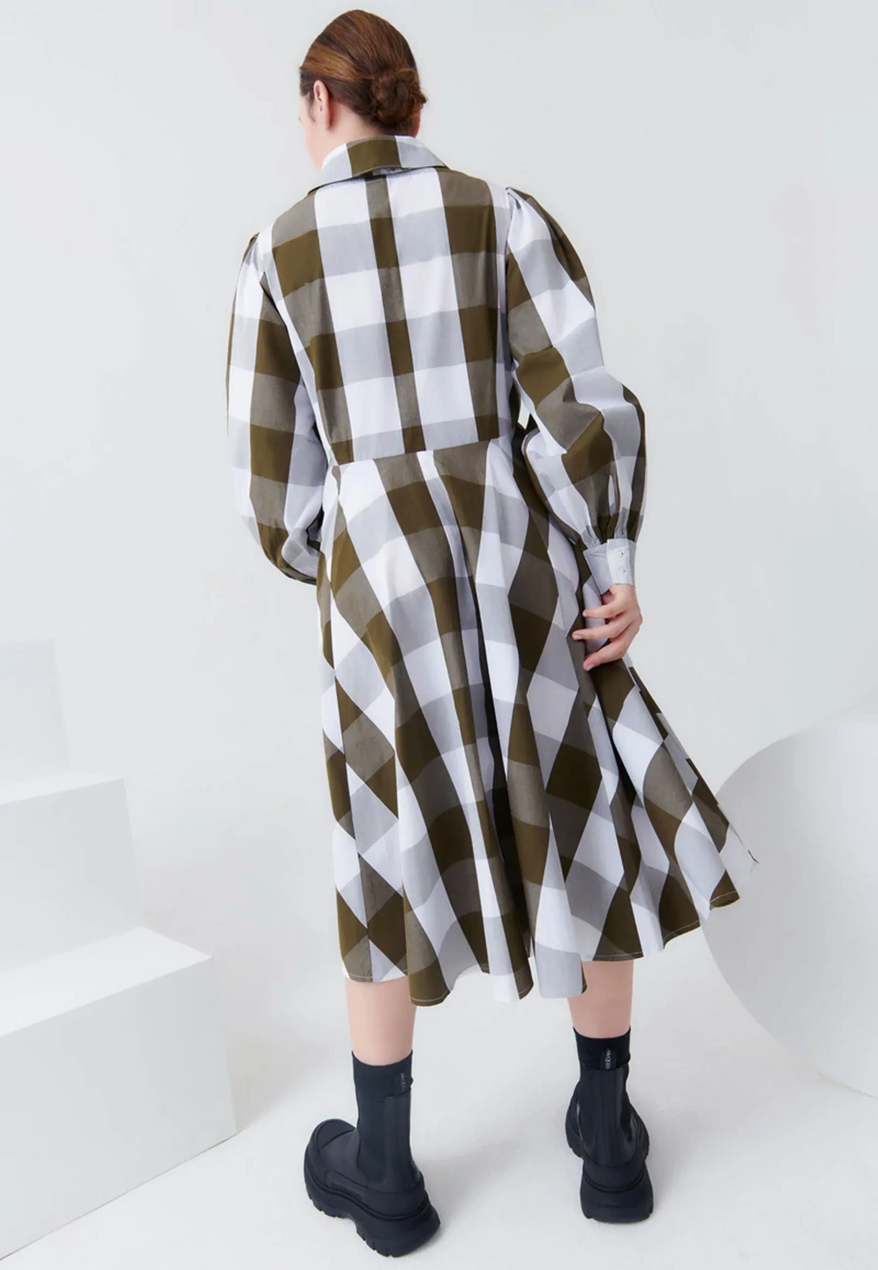 Ella Dress - khaki check