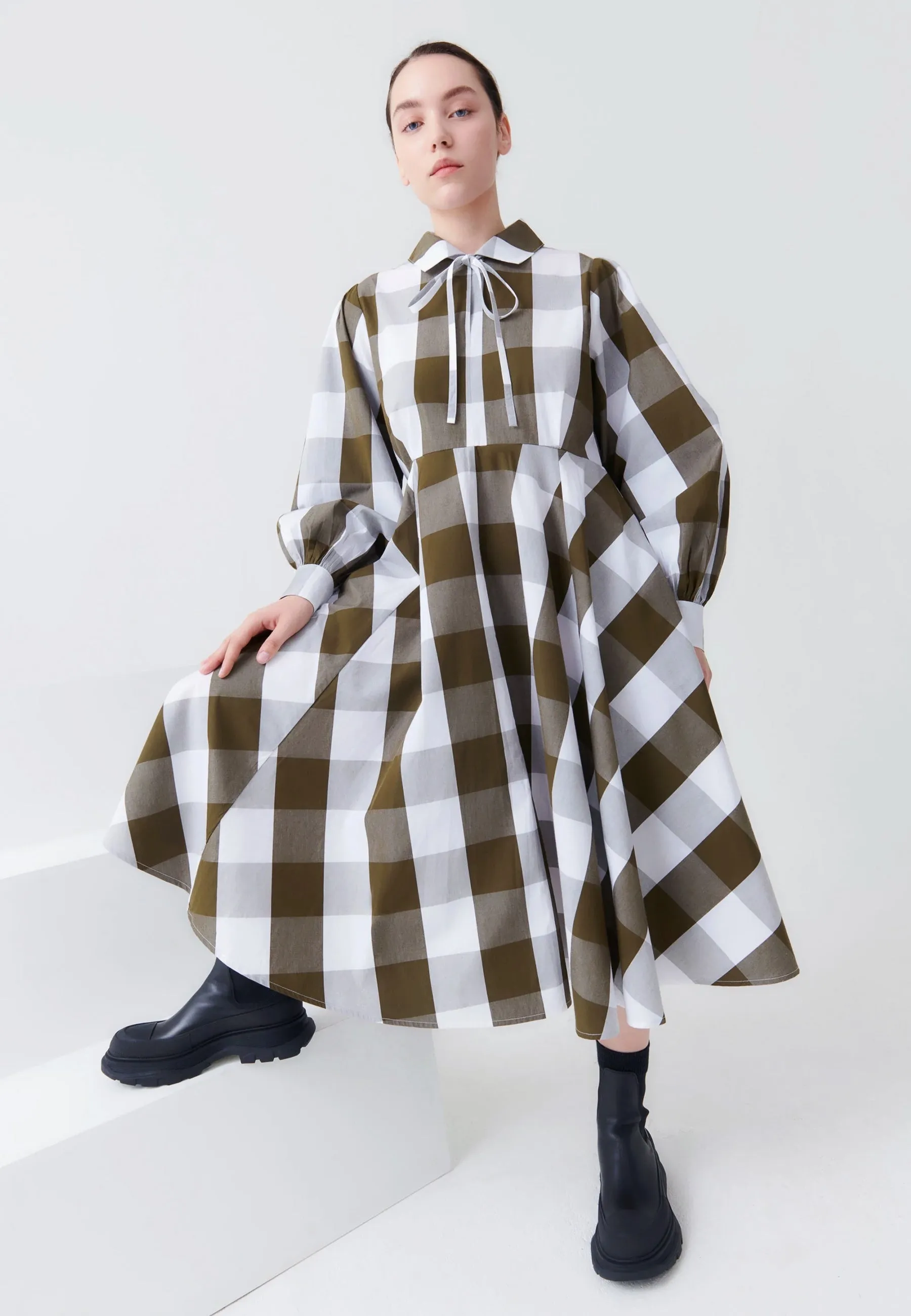 Ella Dress - khaki check