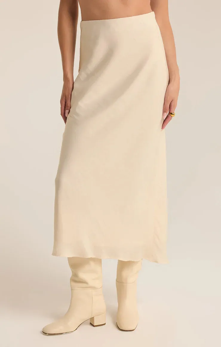 Europa Luxe Sheen Midi Skirt - Sea Salt