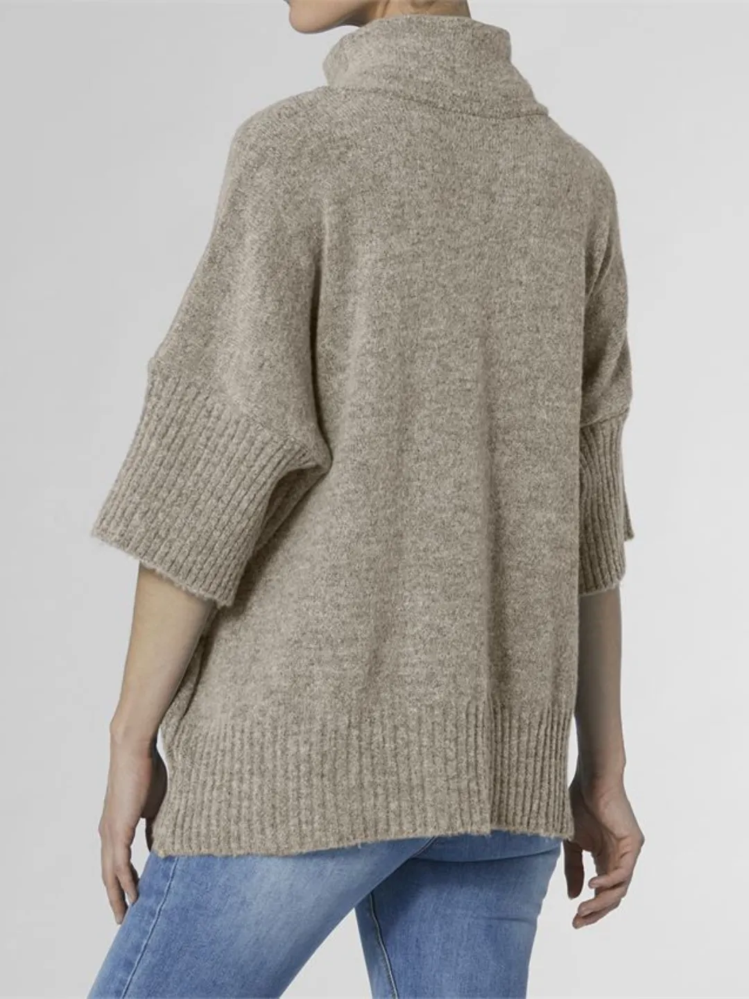 Everly Cowl Neck Oversized Pullover Sweater - Taupe