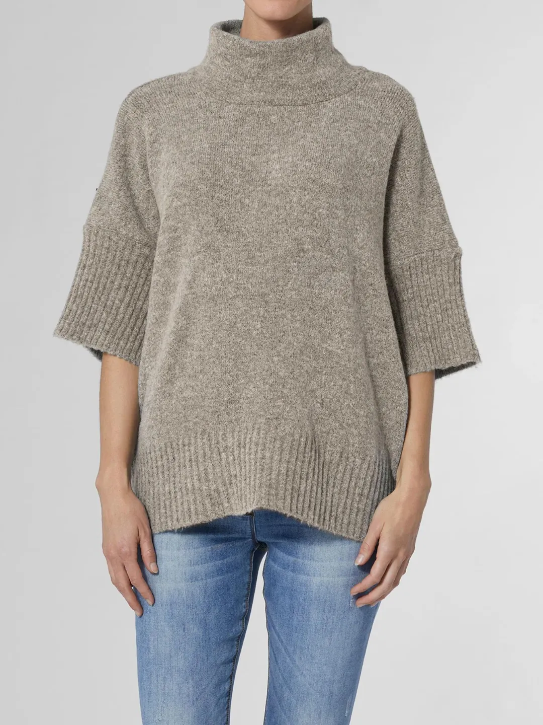 Everly Cowl Neck Oversized Pullover Sweater - Taupe