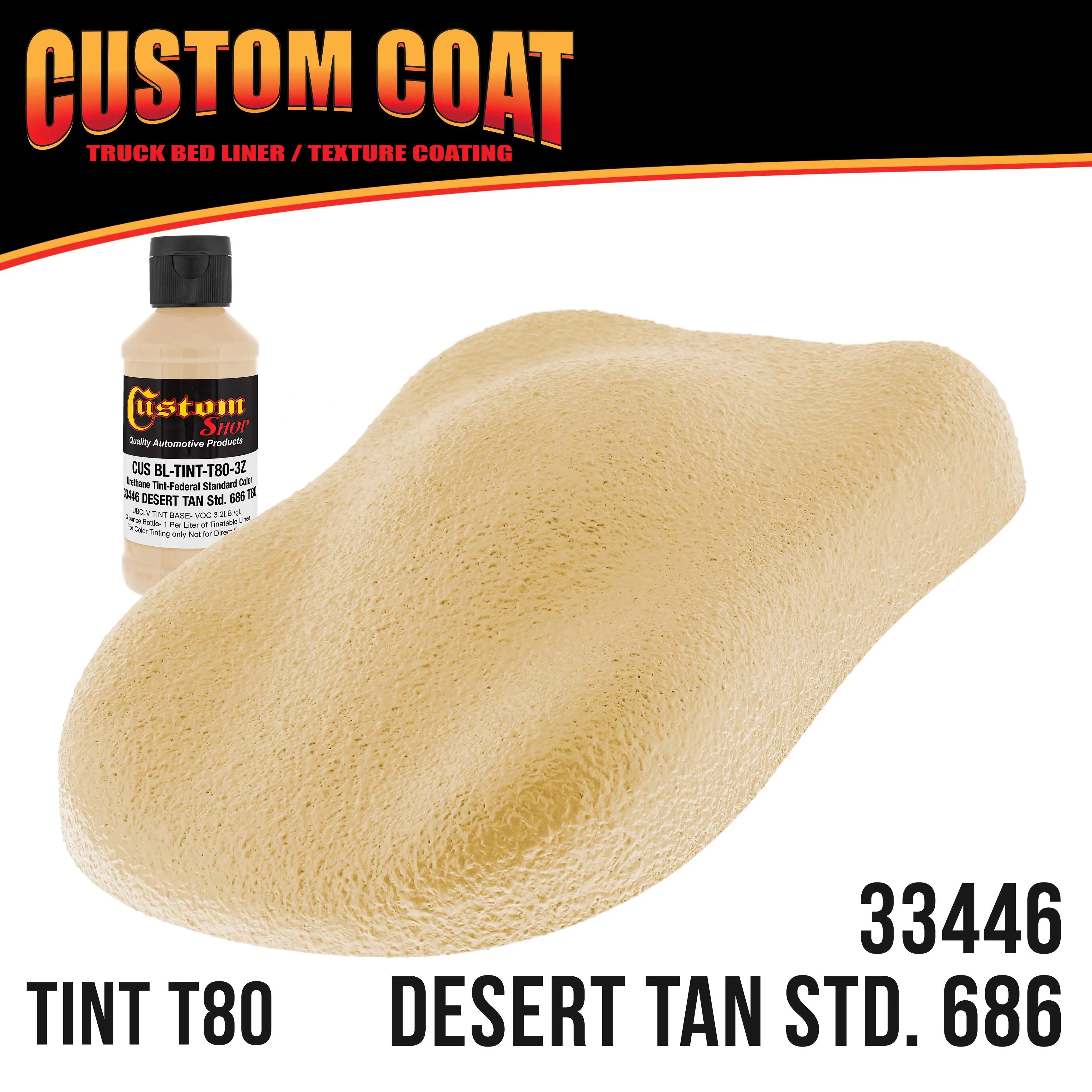 Federal Standard Color #33446 Desert Tan T80 Urethane Roll-On, Brush-On or Spray-On Truck Bed Liner, 1.5 Gallon Kit with Roller Applicator Kit