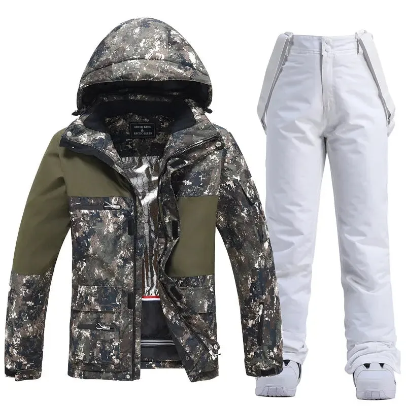 Floral Printed Snow Jackets & Bibs Set for Women