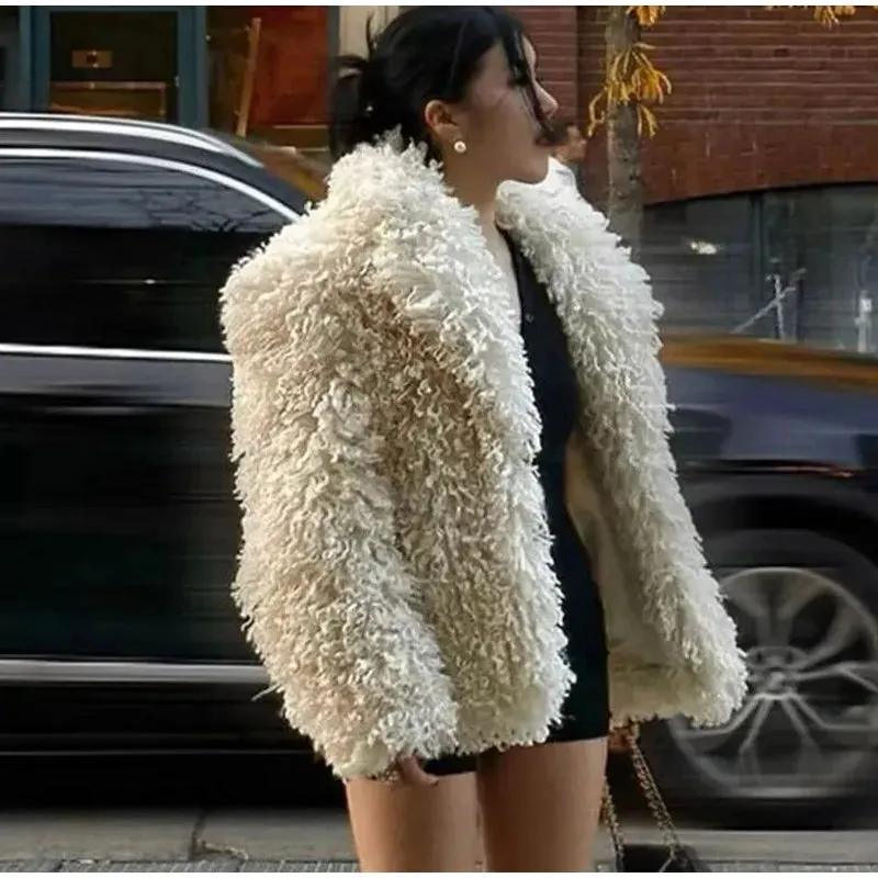 Fur coat Elegant turn-down collar