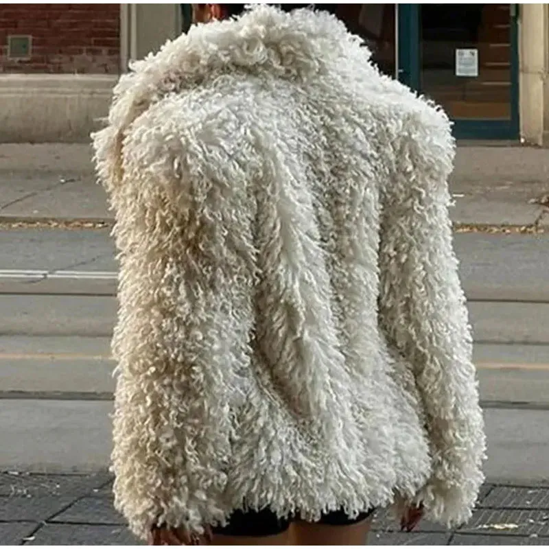 Fur coat Elegant turn-down collar