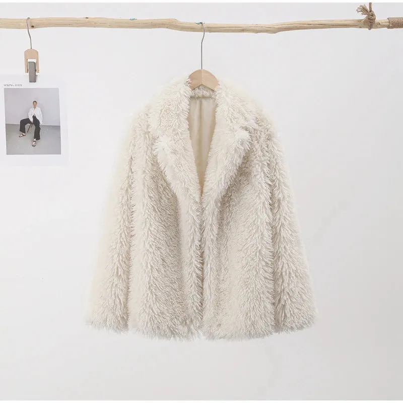 Fur coat Elegant turn-down collar