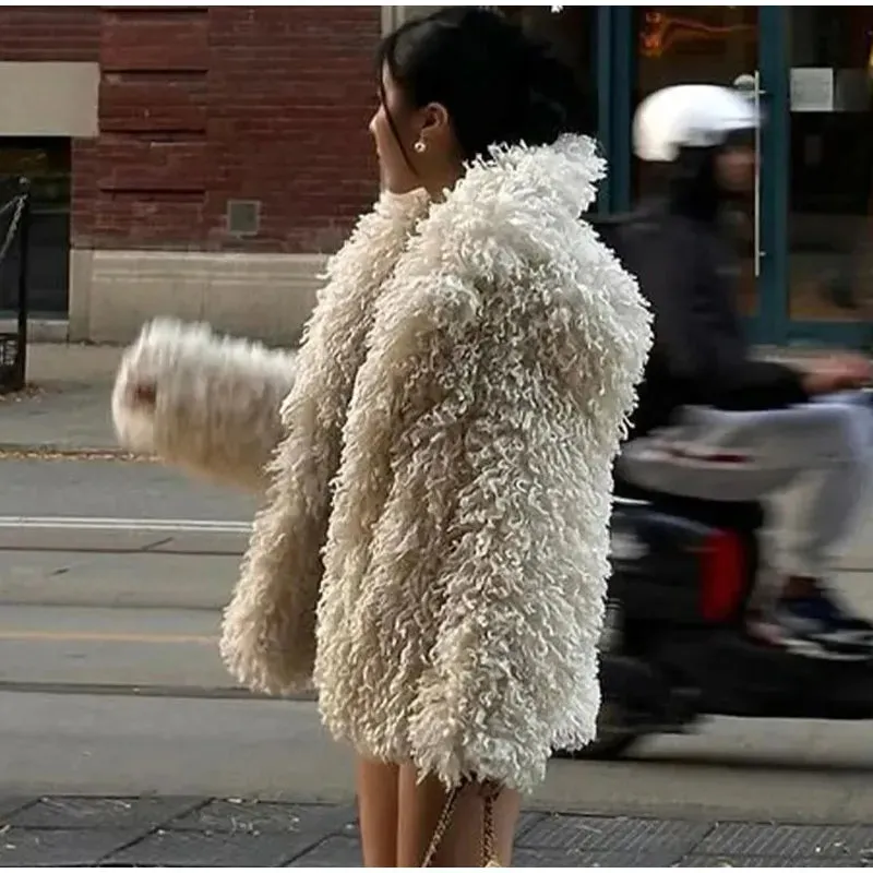 Fur coat Elegant turn-down collar