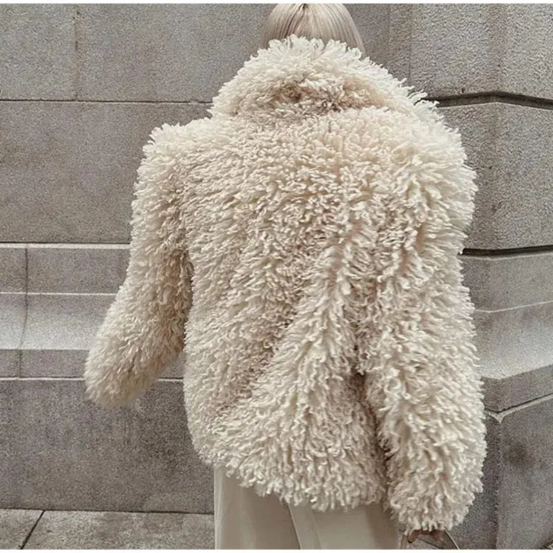 Fur coat Elegant turn-down collar