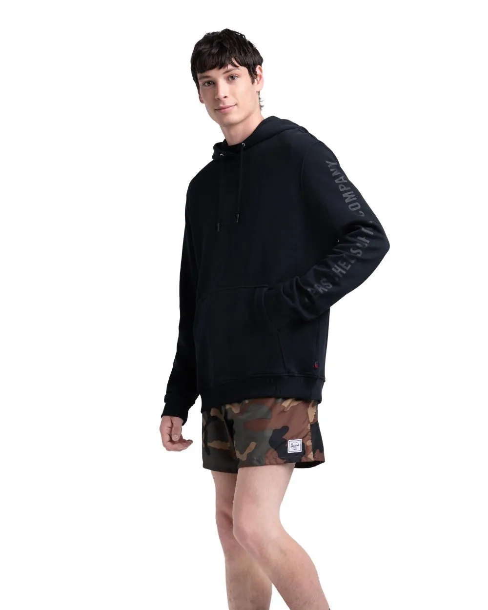 HERSCHEL SLEEVE PRINT HOODIE BLACK/BLACK