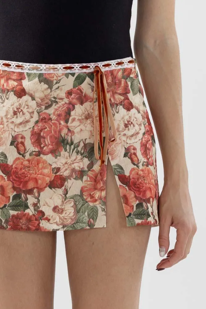 Hyacinth Floral Print Skort in Rose