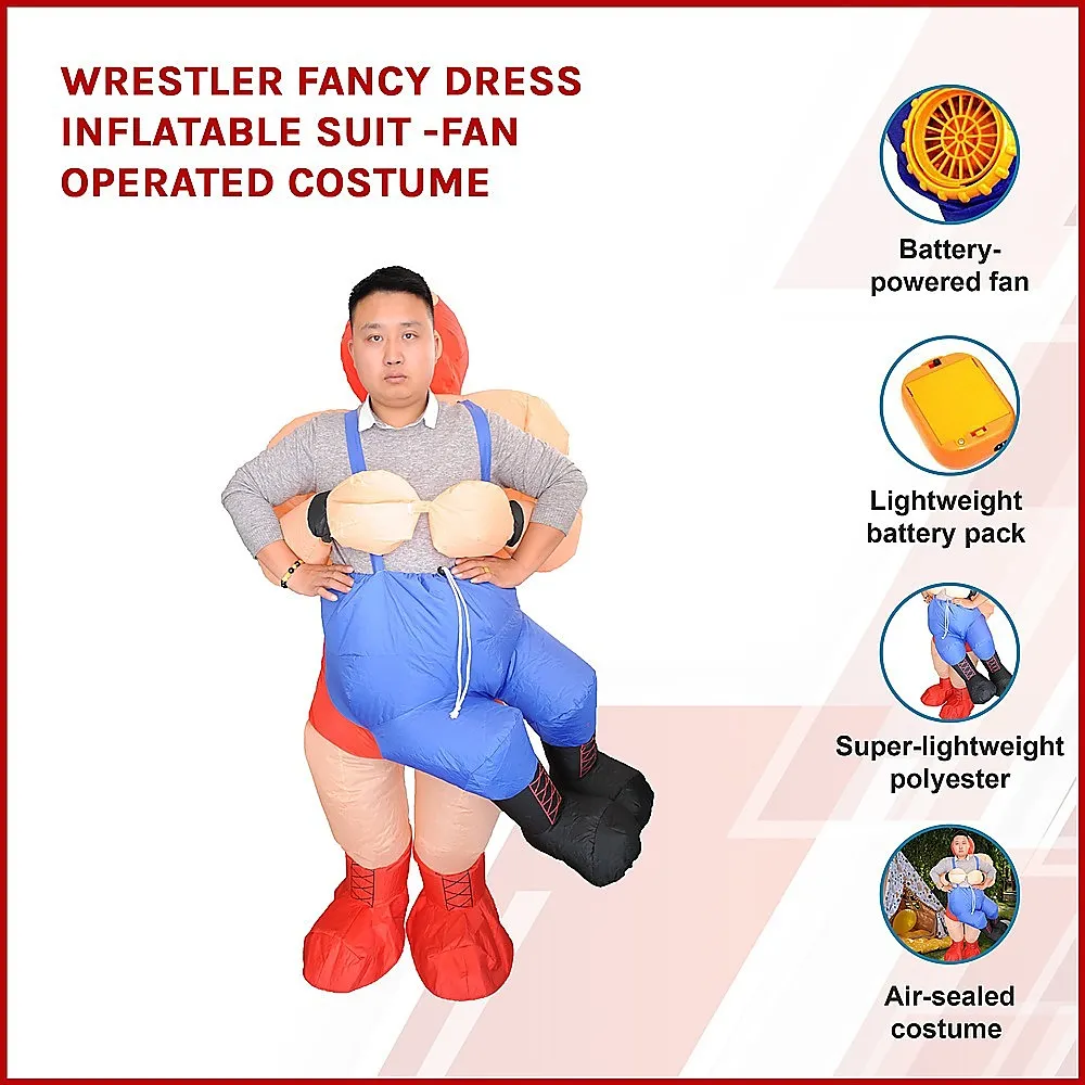 Inflatable Wrestler Fan Costume with Battery Pack