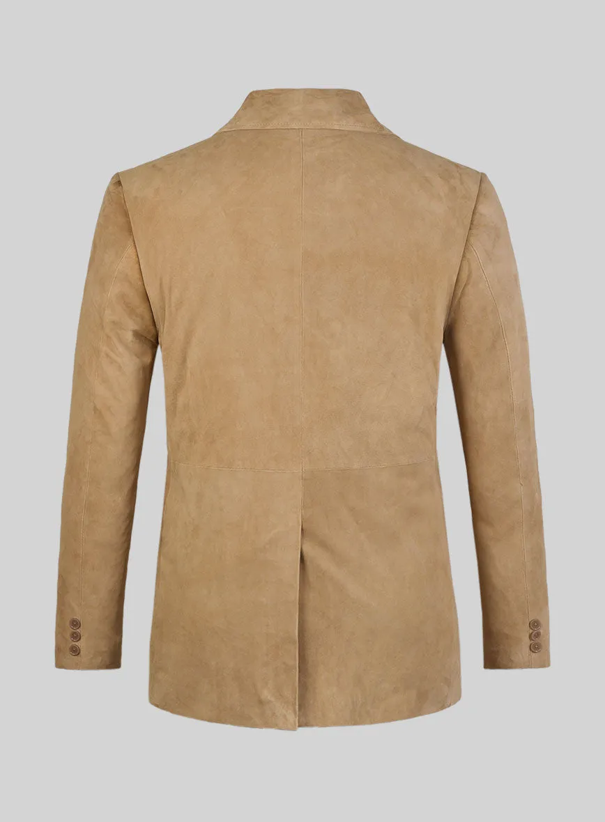 Latte Beige Suede Leather Pea Coat