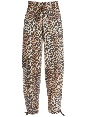 Leopard Print Satin Cargo Pants