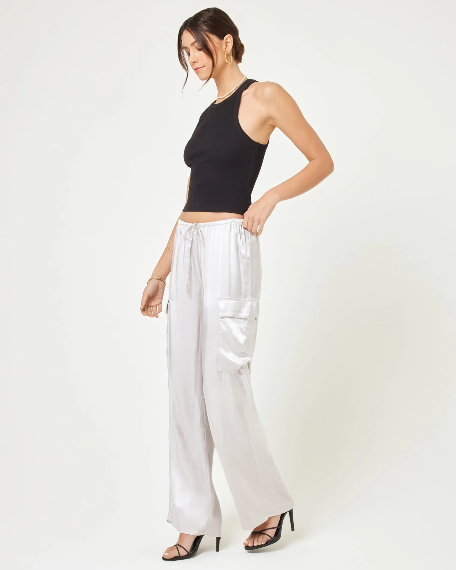 LSPACE Sundown Drawstring Satin Cargo Pant