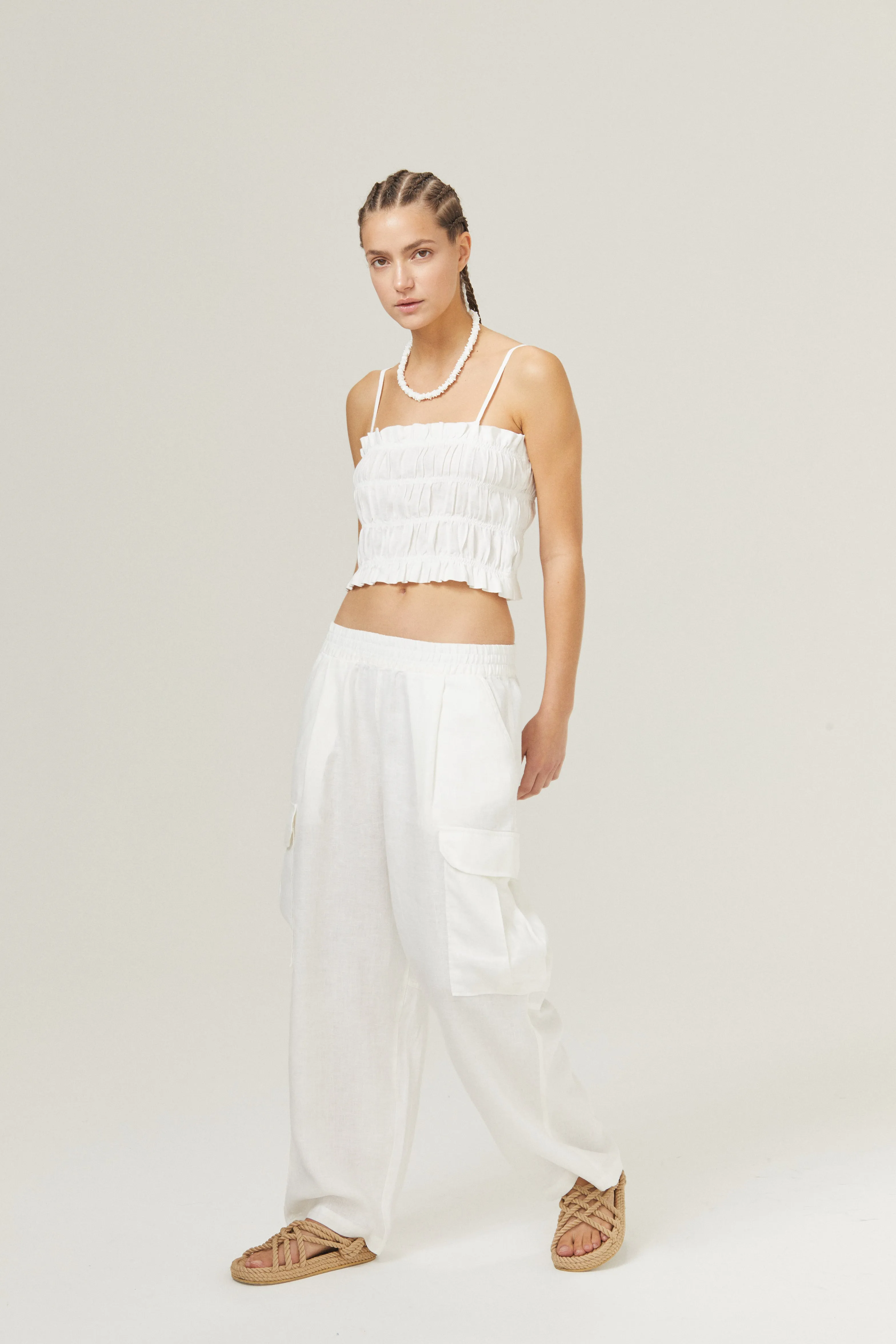 Luca Linen Pants - White