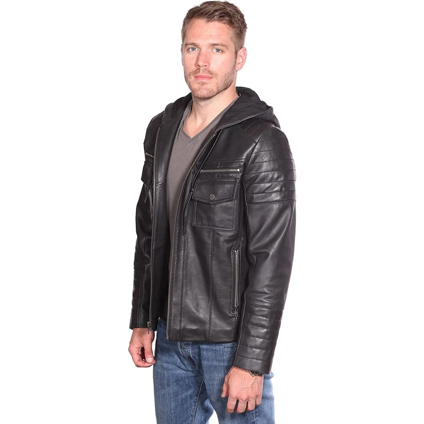 MASON & COOPER MEN'S FLYNN LEATHER QUILTED JACKET