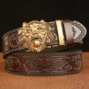 Men's 3D Sculpture Lion Head Leather Belt