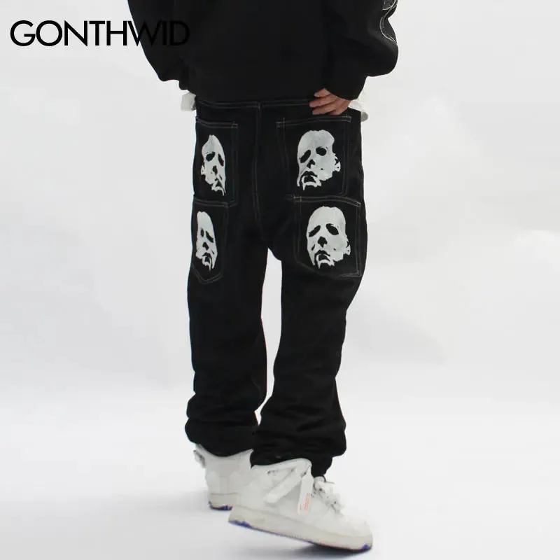 Men's Graphic Print Baggy Jeans