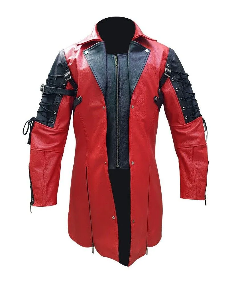 Mens Leather Goth Matrix Trench Coat Steampunk Gothic Van Helsing (T18)