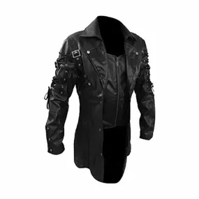 Mens Leather Goth Matrix Trench Coat Steampunk Gothic Van Helsing (T18)