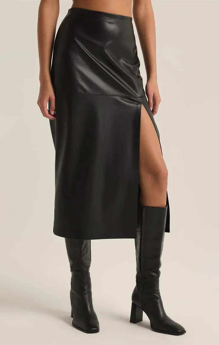 Metropolitan Leather Skirt - Black