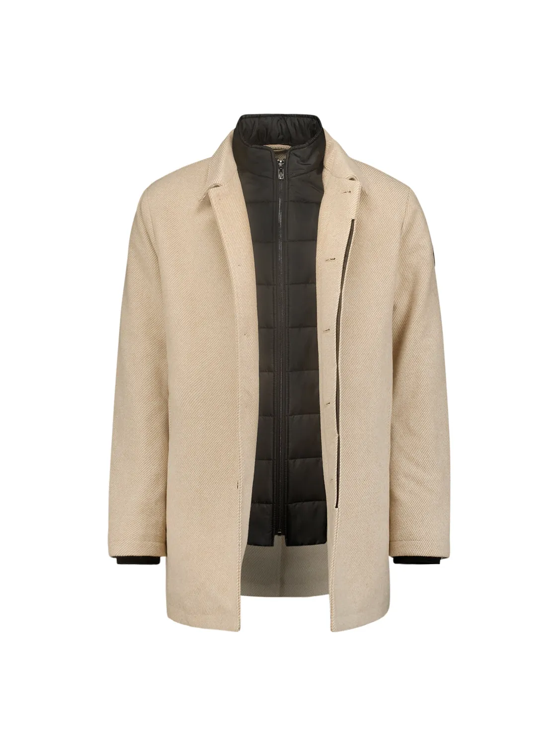 Mid-Length Coat with Wool and Removable Lining | Cement