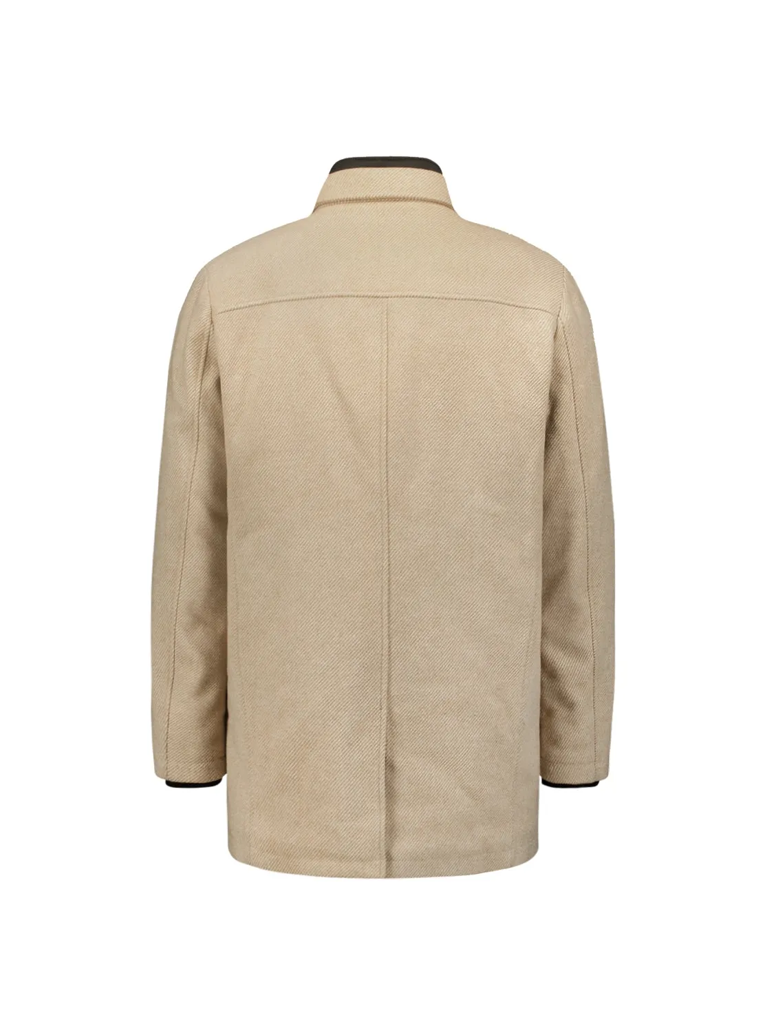 Mid-Length Coat with Wool and Removable Lining | Cement