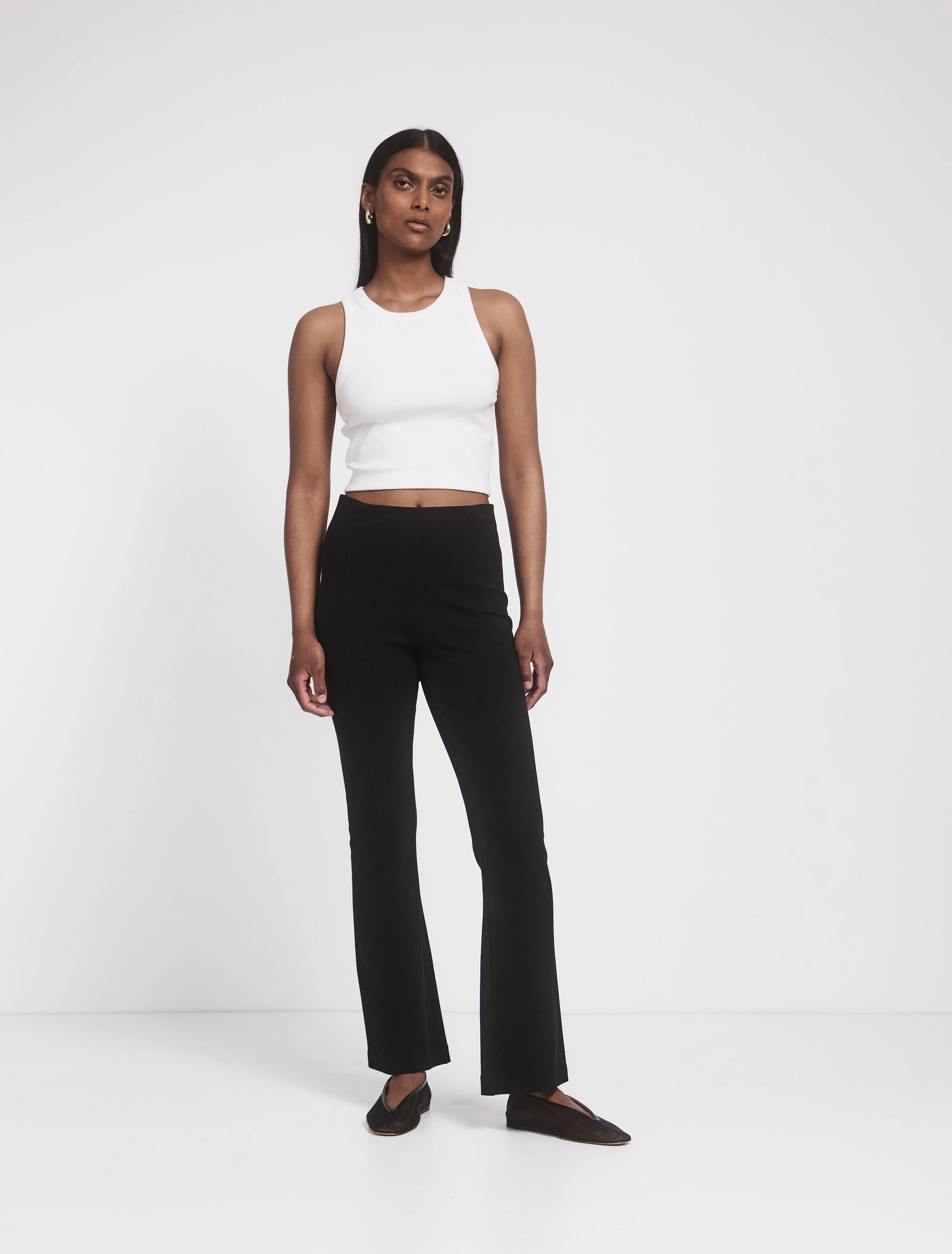 Nabila Crop Flare Travel Pant in Black