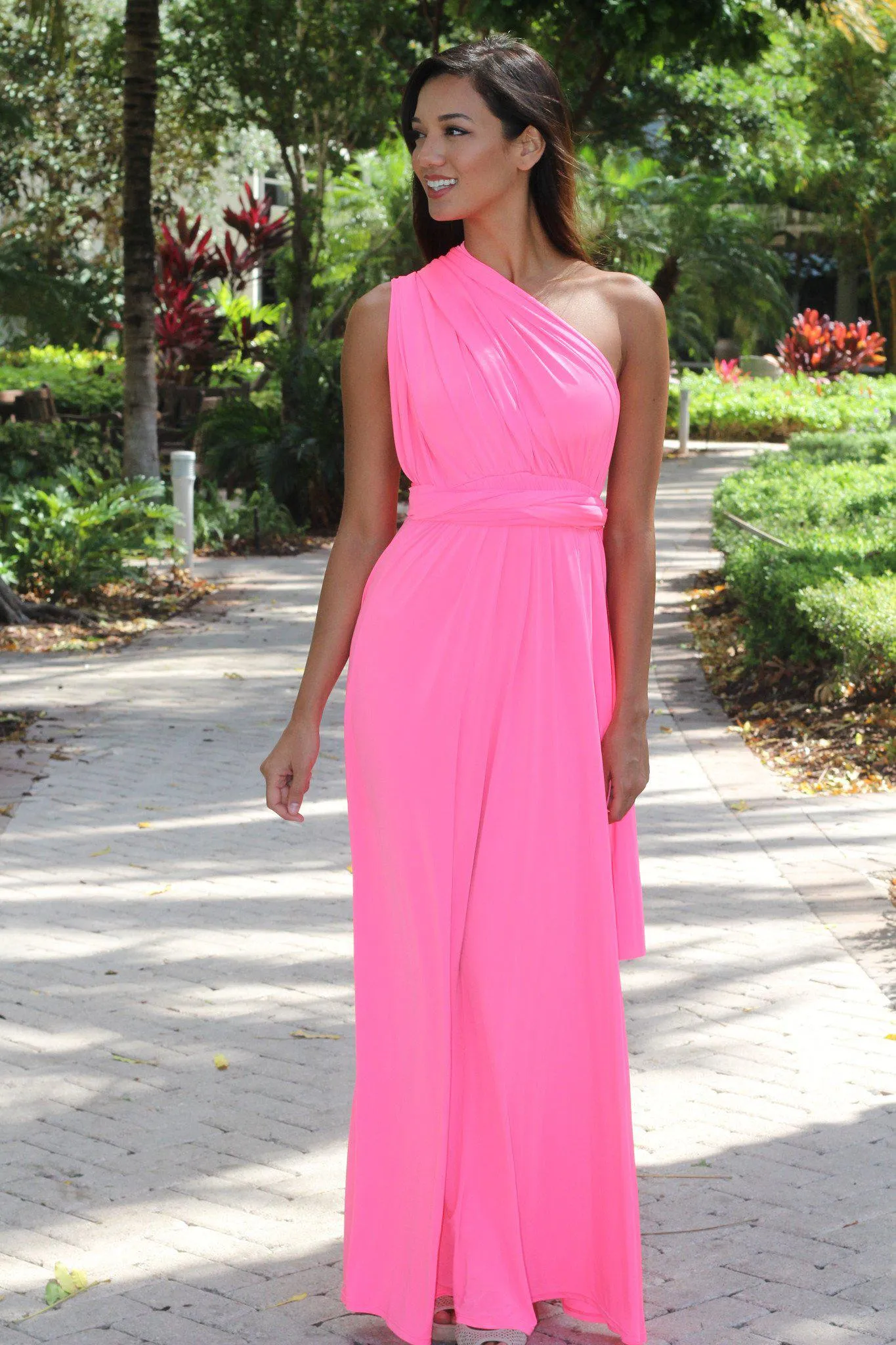 Neon Pink Multi Style Maxi Dress