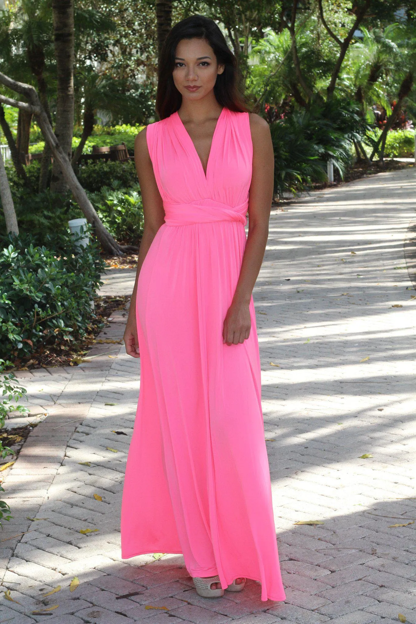 Neon Pink Multi Style Maxi Dress