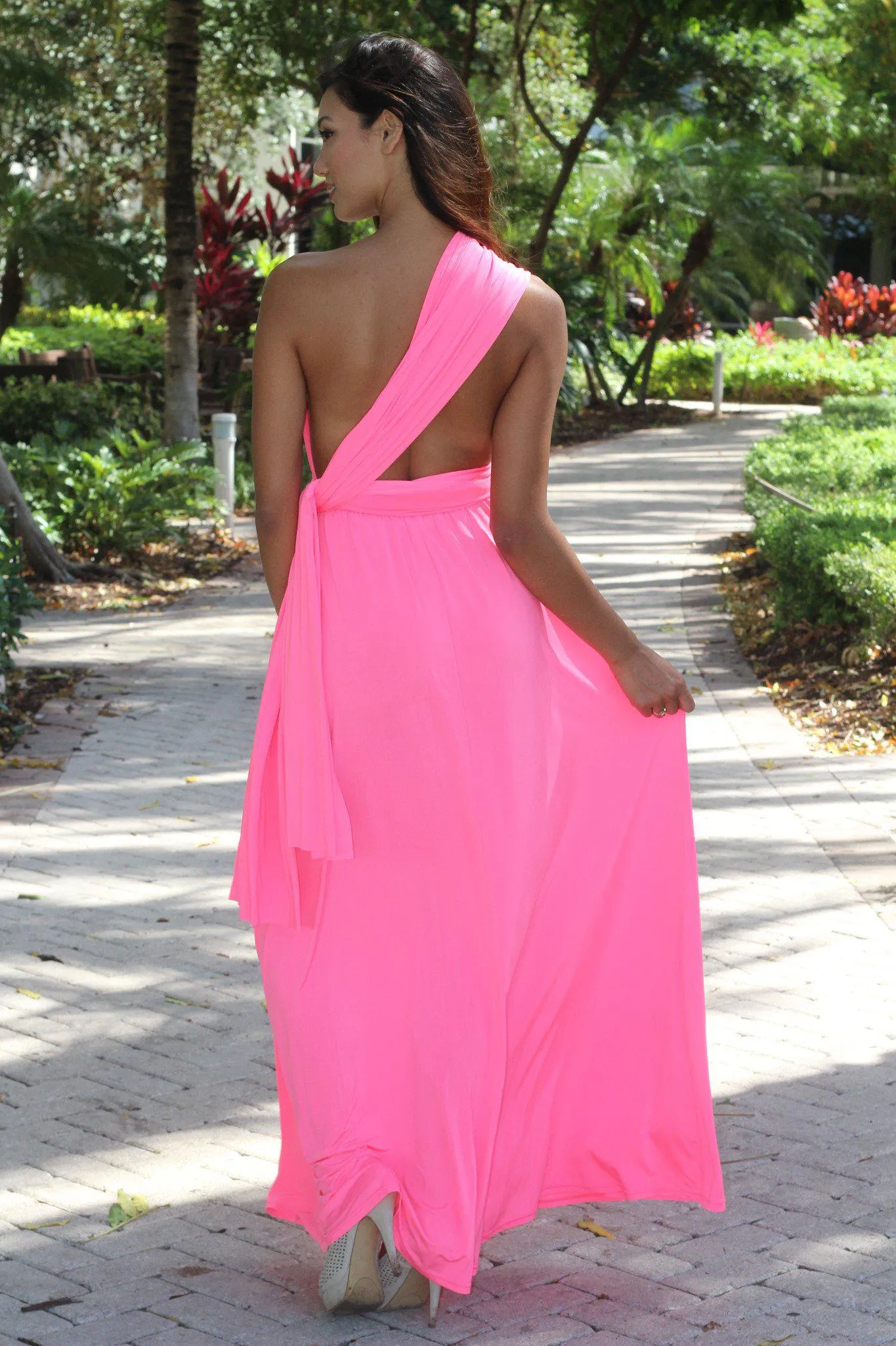 Neon Pink Multi Style Maxi Dress